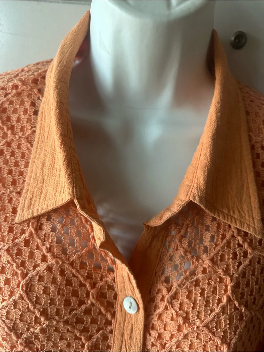 Susan Graver Rust Orange Crochet Button Up Top & Matching Tank Twinset Chic